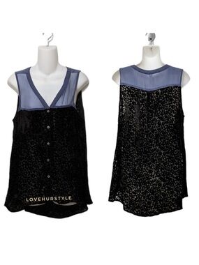 GYPSY JUNKIES Silk Velvet Flocked Sleeveless Top S